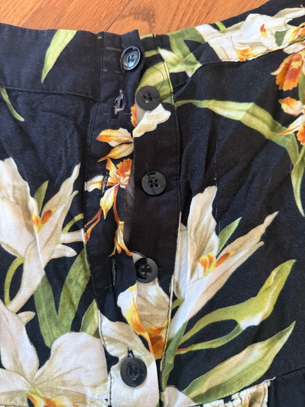 ASOS Black Floral Button-Front Ruffle Mini Skirt - Picture 3 of 5